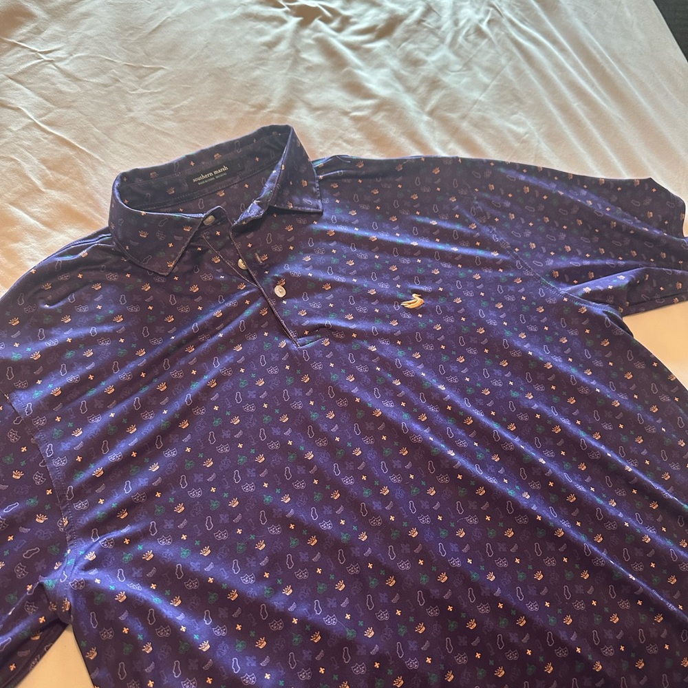 Southern Marsh Patterned Purple Polo Shirt